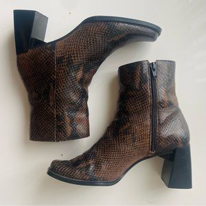 Square toe snake skin booties - vintage 90’s NINE WEST